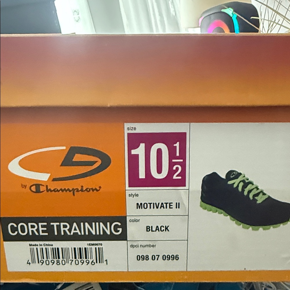 Champion Core Training Motivate II Sneakers in Black with Lime Accents
